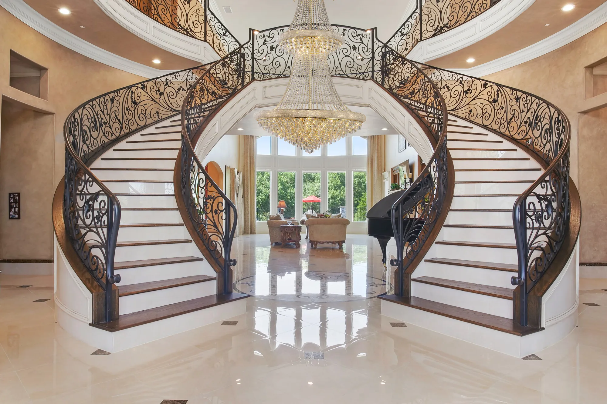 Alexandra Gold Crystal Ceiling Lights Diyas Tiered Crystal Fittings
